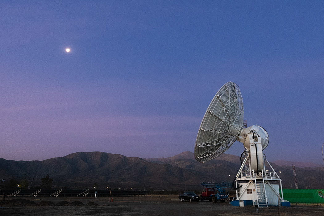 Antenna at night, in Santiago, Chile.