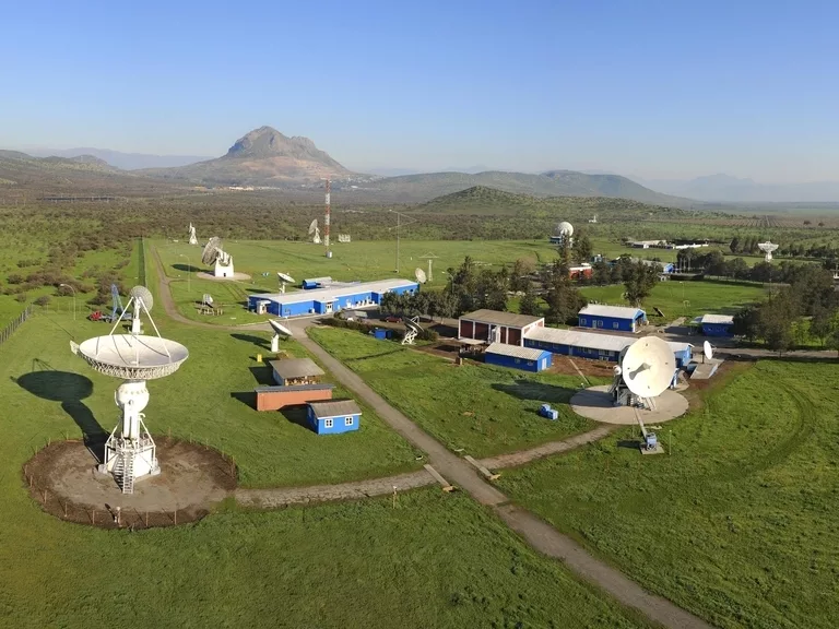 Santiago Satellite Station with mountains in the background