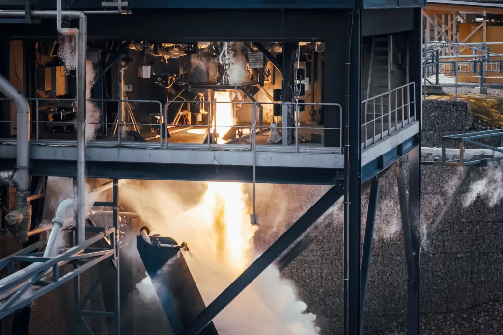Engine test conducted by Isar Aerospace at SSC Space Esrange Space Center in Sweden.