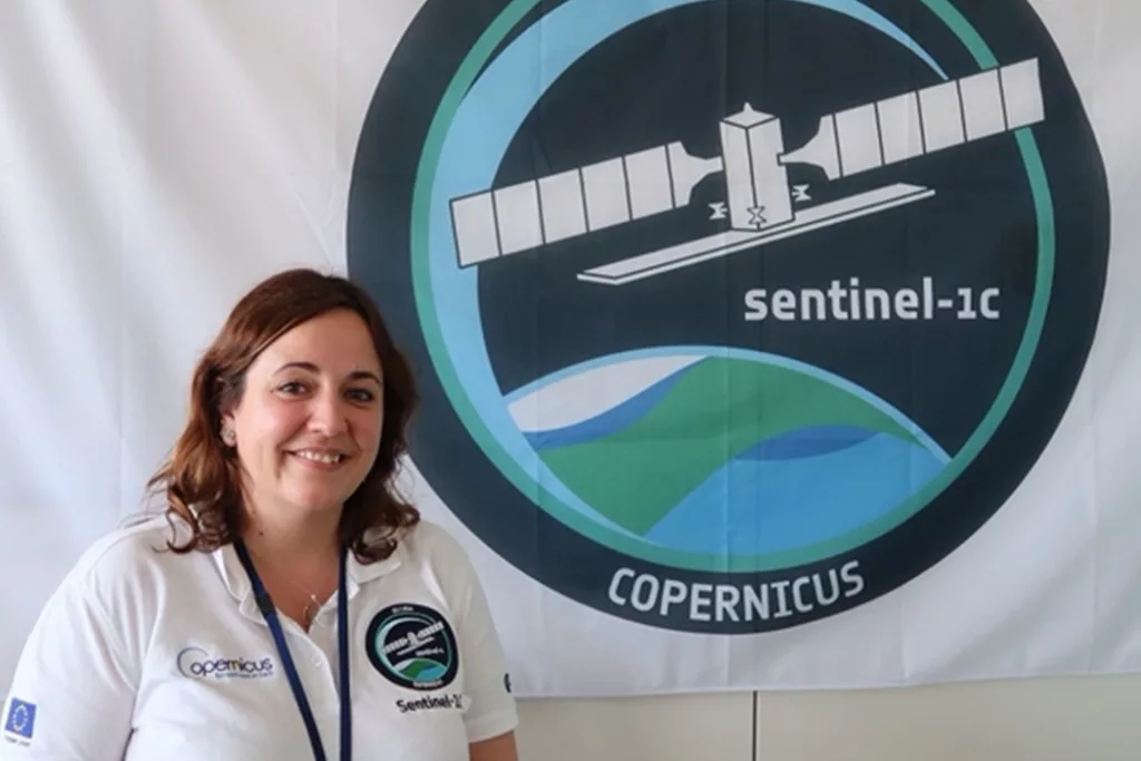 Ainhoa in front of a big Sentinel patch.