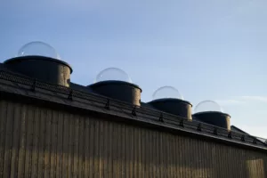 Glass domes on the roof of a building