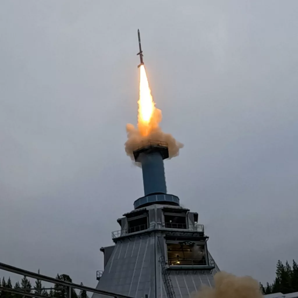 Rocket launch with a big flame