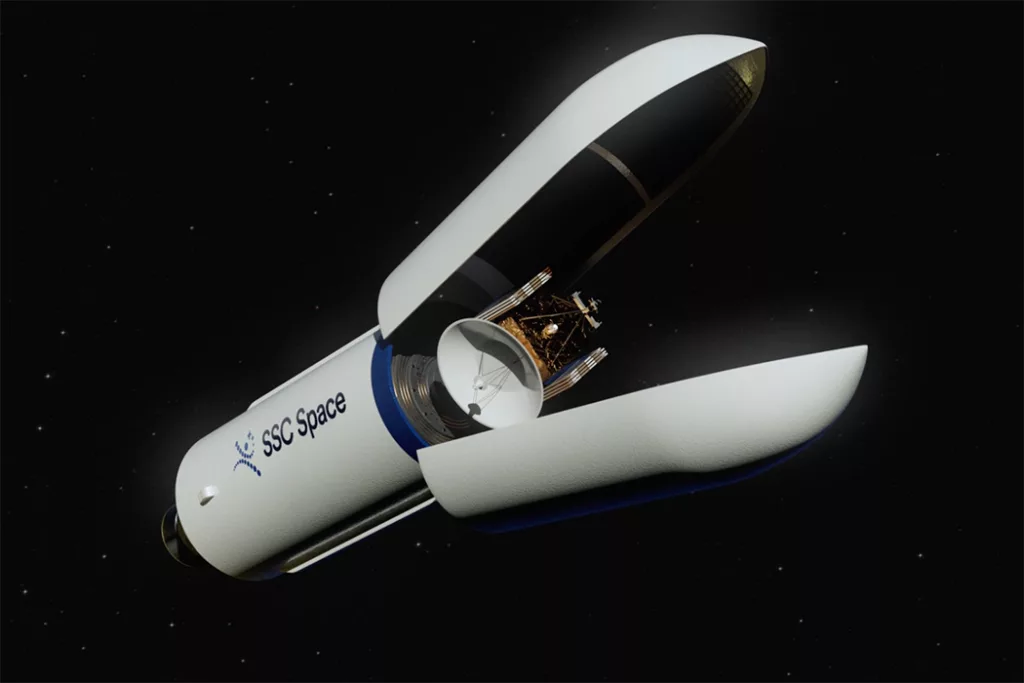 Rocket stage separation with the Earth in the background.