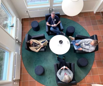 Hotel lobby area from above