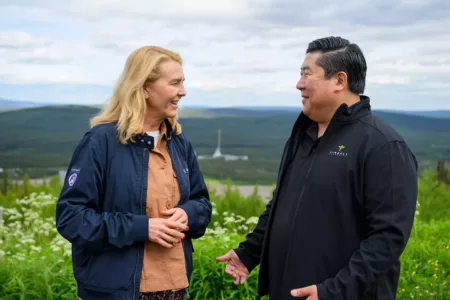 Firefly Aerospace visited Esrange Space Center Charlotta Sund and Jason Kim discusses at Esrange Space Center